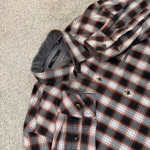 7 Diamonds Button Down Mens S Brown Black Plaid Elbow Patch Casual Western